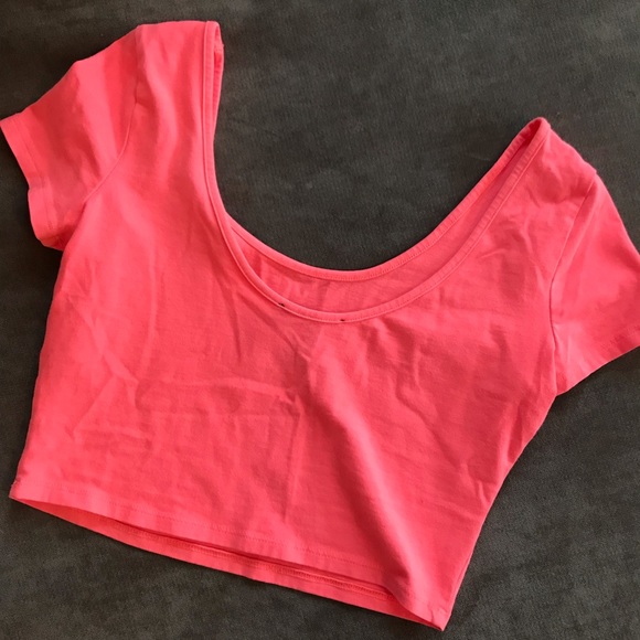 Neon Salmon/Pink Crop Top - Picture 6 of 7